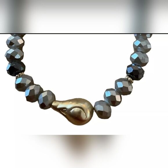 Chico’s Pyrite & Gold Tone Stretch Bracelet NWT - Picture 2 of 4